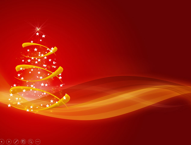 漂亮抽象圣诞树炫丽喜庆红圣诞节PPT模板